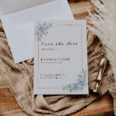 Blue Wedding Save the Date Template Einladung