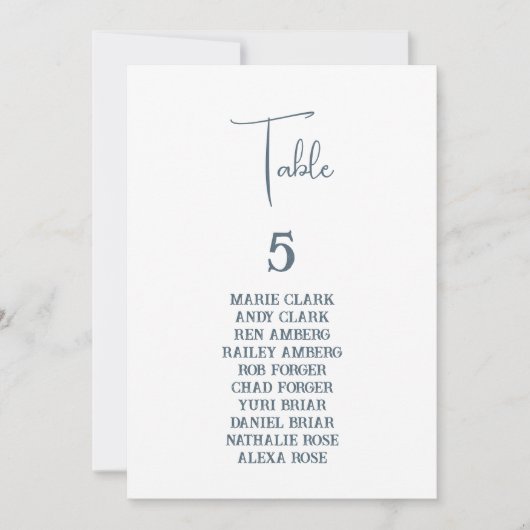 Blue Wedding Seating Chart Einladung (Vorderseite)