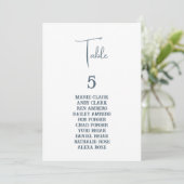 Blue Wedding Seating Chart Einladung (Stehend Vorderseite)