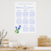 Blue Wedding Seating Table Planner 1-8 Poster (Küche)