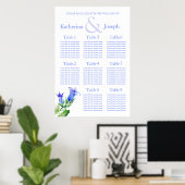 Blue Wedding Seating Table Planner 1-8 Poster (Heimbüro)