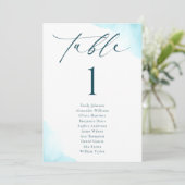 Blue Wedding Seekarte Tischnummer Card (Stehend Vorderseite)