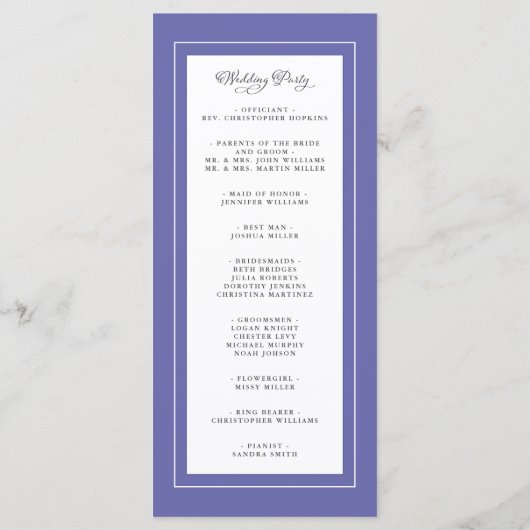 Blue Wedding Service Zeremonie Programm (Rückseite)