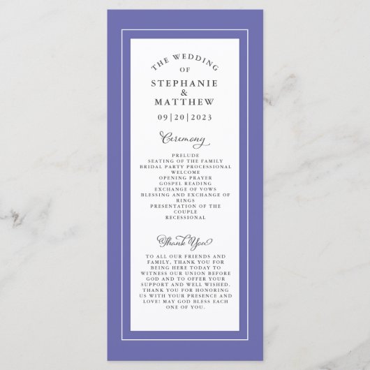 Blue Wedding Service Zeremonie Programm (Vorderseite)