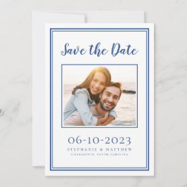 Blue Wedding Simple Verlobung Foto Modern Save The Date