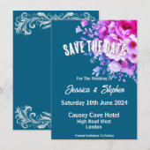 Blue Wedding speichert die Datumskarte Save The Date (Vorne/Hinten)