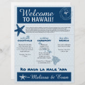 Blue Wedding Starfish Willkommensbrief für Hawaii (Vorne/Hinten)