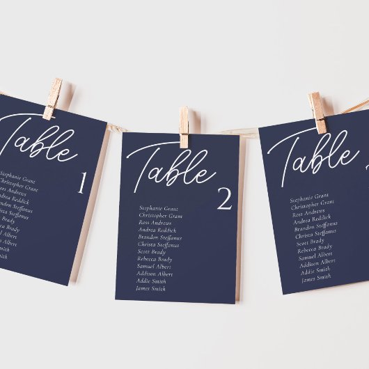 Blue Wedding Table Cards Einladung