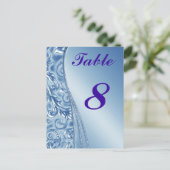 Blue Wedding Table Cards Nummern Postkarte (Stehend Vorderseite)