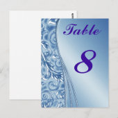 Blue Wedding Table Cards Nummern Postkarte (Vorne/Hinten)
