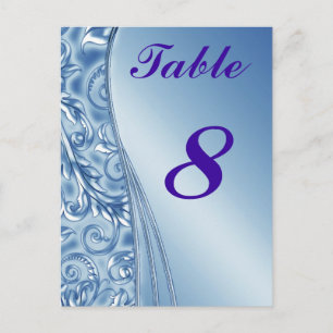 Blue Wedding Table Cards Nummern Postkarte