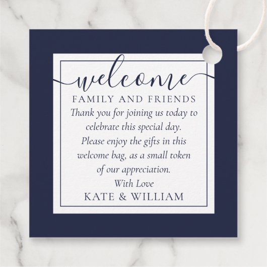 Blue Wedding Willkommensgeschenk Basket Bag Geschenkanhänger (Rückseite)