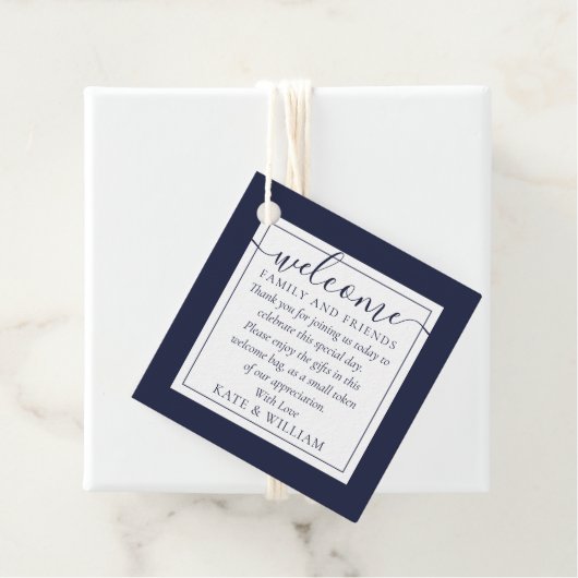 Blue Wedding Willkommensgeschenk Basket Bag Geschenkanhänger (Beispiel)