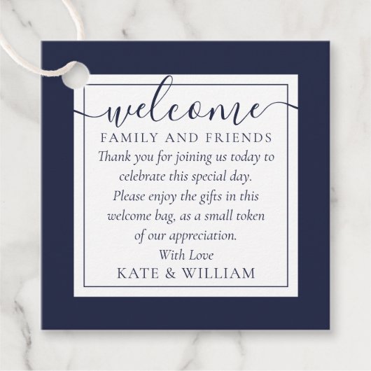 Blue Wedding Willkommensgeschenk Basket Bag Geschenkanhänger (Vorderseite)