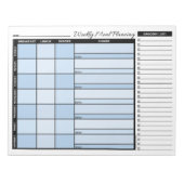 Blue Weekly Meal Planner with Grocery List Notizblock (Vorderseite)