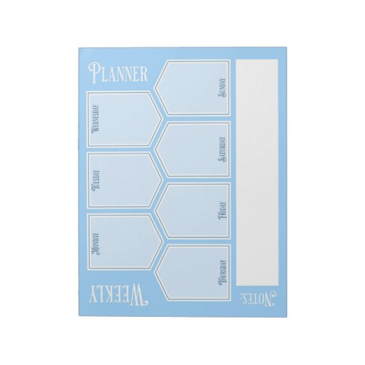 Blue Weekly Planer Horizontal Sheets Notepad Notizblock (Rotiert)