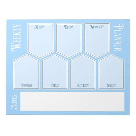 Blue Weekly Planer Horizontal Sheets Notepad Notizblock (Vorderseite)