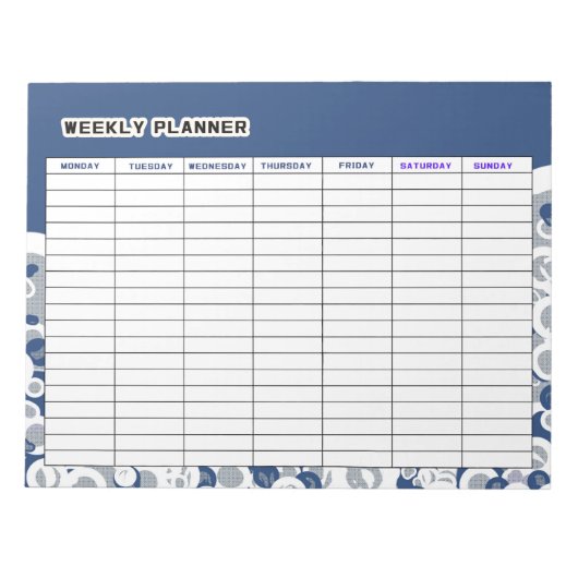 Blue Weekly Planer Notizblock (Vorderseite)