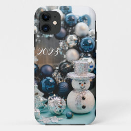 Blue Weihnachtsdekorationen iPhone Case