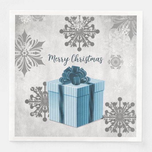 Blue Weihnachtsgeschenk Urlaubspapier Napkin Serviette (Vorderseite)