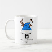 Blue Weihnachtsmannmütze Monogram Family Christmas Kaffeetasse (Links)