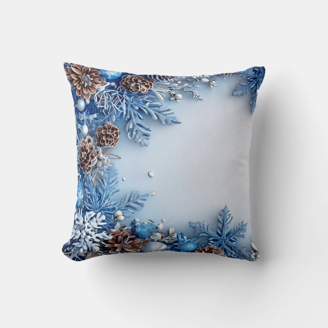 Blue Weihnachtsrahmen Kissen (Vorderseite)