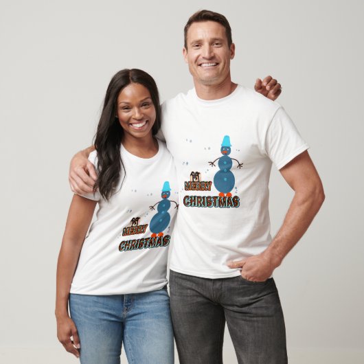 Blue Weihnachtsschneemann T-Shirt (Unisex)