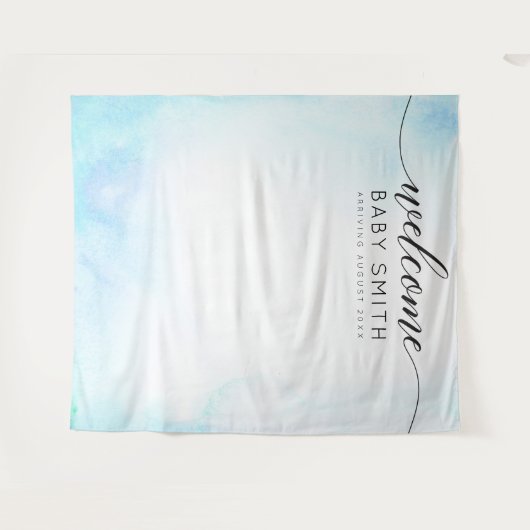 Blue Welcome Baby Dusche Hintergrund Wandteppich (Vorderseite (Horizontal))