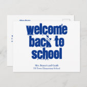 Blue Welcome Back to School Postcard Postkarte (Vorne/Hinten)
