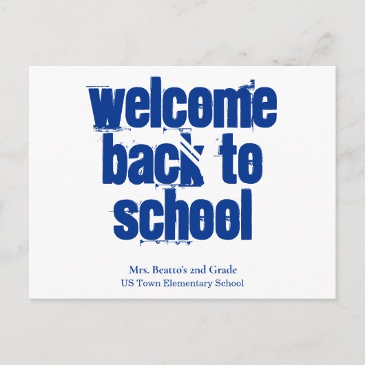 Blue Welcome Back to School Postcard Postkarte (Vorderseite)