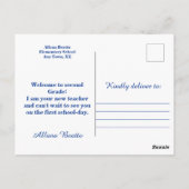 Blue Welcome Back to School Postcard Postkarte (Rückseite)