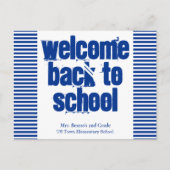Blue Welcome Back to School Postcard Postkarte (Vorderseite)