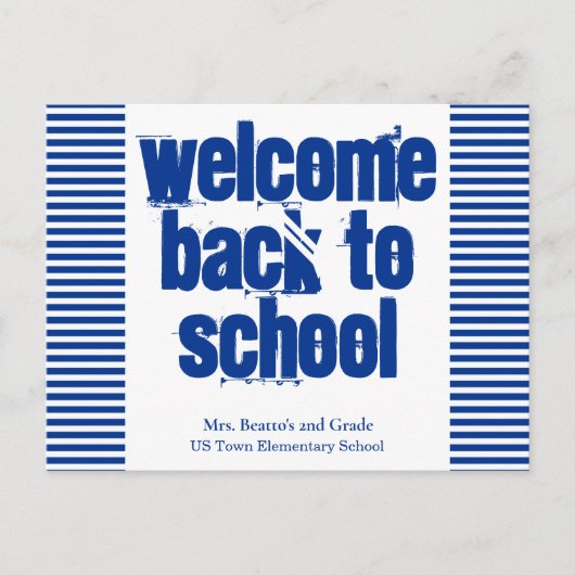 Blue Welcome Back to School Postcard Postkarte (Vorderseite)