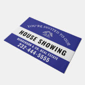 Blue Welcome Open House Custom doormat Fußmatte (Schrägansicht)
