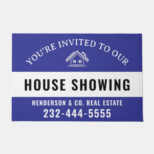 Blue Welcome Open House Custom doormat Fußmatte (Vorderseite)