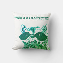 Blue Welcome Zuhause Woodland Animal Raccoon Kissen