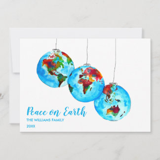 Blue Weltfrieden Watercolor Weihnachtsfeiertag Feiertagskarte