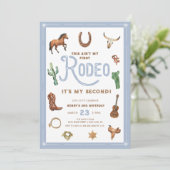 Blue Western 2. Geburtstag Rodeo Einladung (Stehend Vorderseite)