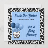 Blue Western Baby Dusche Save The Date (Vorderseite)