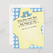 Blue Western Boots for Baby Shower Einladungspostkarte (Vorne/Hinten)