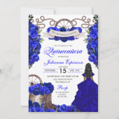 Blue Western Charra Ranchero Quinceanera Einladung (Vorderseite)