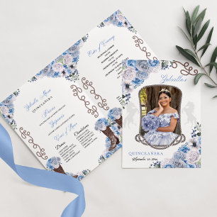 Blue Western Charro Quinceñera Programm