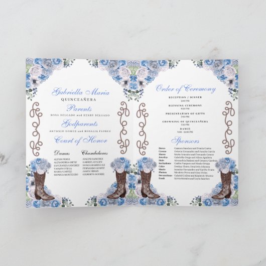 Blue Western Charro Quinceñera Programm (Innenseite)