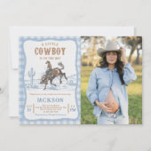 Blue Western Cowboy Baby shower Invitation  Einladung (Vorderseite)
