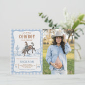 Blue Western Cowboy Baby shower Invitation  Einladung (Stehend Vorderseite)