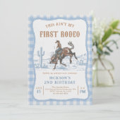 Blue Western Cowboy Birthday Invitation Einladung (Stehend Vorderseite)