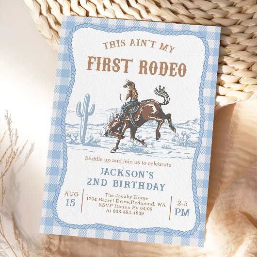 Blue Western Cowboy Birthday Invitation Einladung