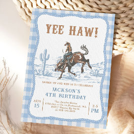 Blue Western Cowboy Birthday Invitation  Einladung