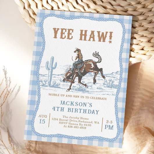 Blue Western Cowboy Birthday Invitation  Einladung