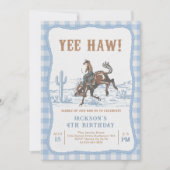 Blue Western Cowboy Birthday Invitation  Einladung (Vorderseite)
